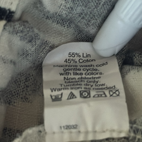 J. Crew black ivory print elastic waist linen cotton pants Sz 4 - Picture 7 of 7